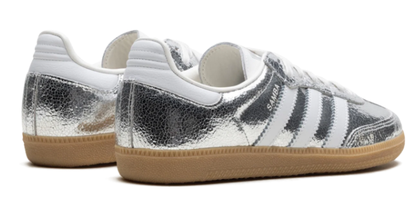 adidas Samba OG Women's Shoes - Silver Metallic Cracked Leather (JR0035)